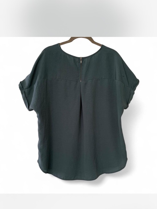Coquette Office Cottage Grayish Green Cap Sleeve Scoop Neck Blouse size L - Picture 3 of 6